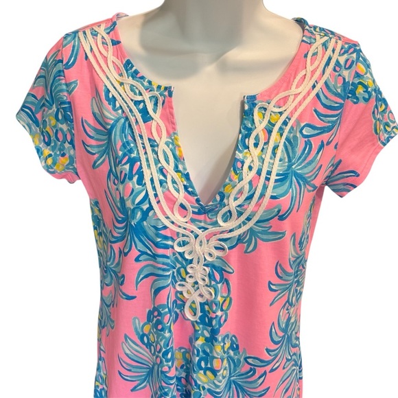 Lilly Pulitzer pineapple Brewster short sleeve Pima cotton Pelican Pink dress - Picture 4 of 8